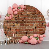 Lofaris Round Retro Red Brick Wall Birthday Party Backdrop