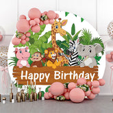 Lofaris Round Safari Forest Animals Birthday Party Backdrop