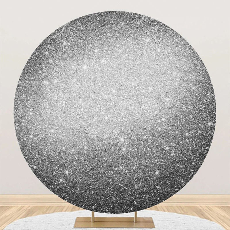 Lofaris Round Silver Glitter Metal Texture Birthday Backdrop