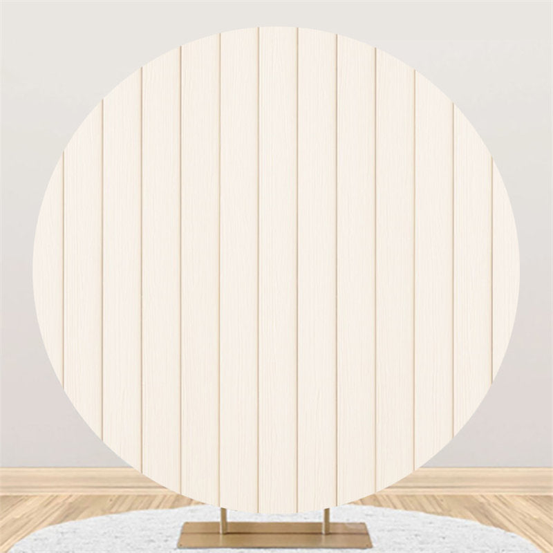 Lofaris Round Simple White Wooden Birthday Party Backdrop
