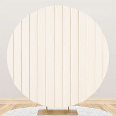 Lofaris Round Simple White Wooden Birthday Party Backdrop