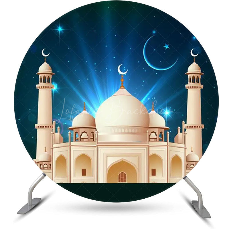 Lofaris Round Starry Sky Beige Castle Eid Mubarak Backdrop