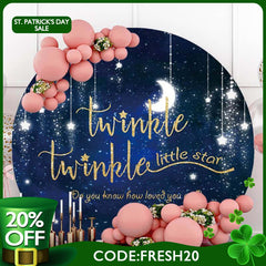 (Ship In 24HR) Round Twinkle Twinkle Little Star Baby Shower Backdrop