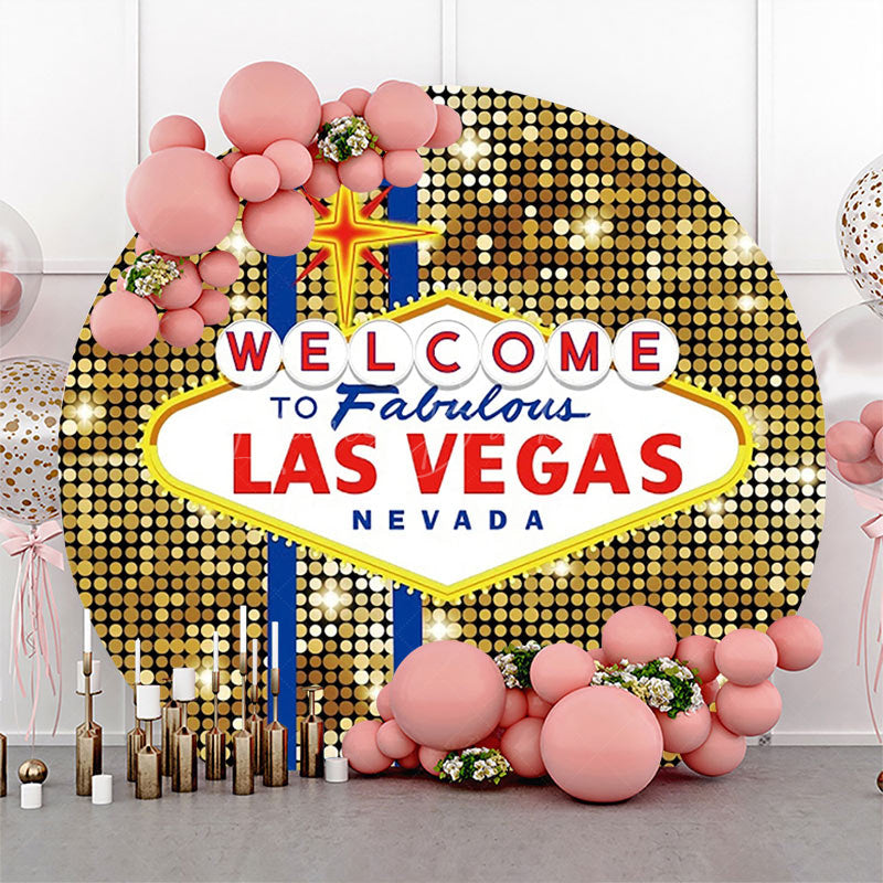 Lofaris Round Welcome To Fabulous Las Vegas Casino Backdrop