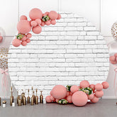 Lofaris Round White Vintage Brick Wall Backdrop For Party