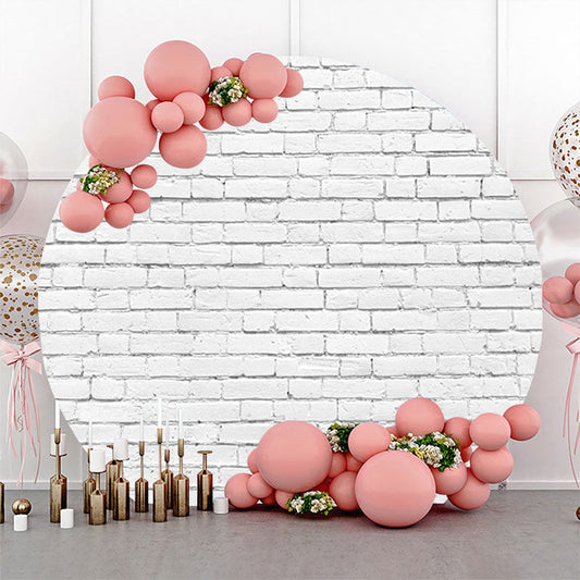 Lofaris Round White Vintage Brick Wall Backdrop For Party
