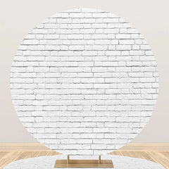Lofaris Round White Vintage Brick Wall Backdrop For Party