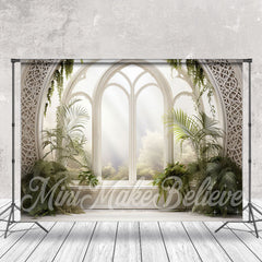 Lofaris Round Window Spring Green Plants Indoor Backdrop