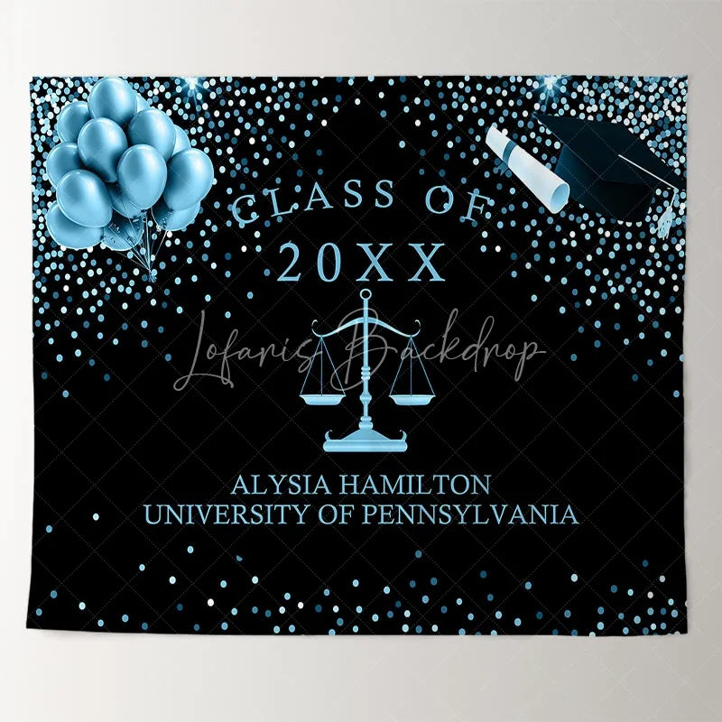 Lofaris Royal Blue Bokeh Ballons Class Of 2022 Black Backdrop