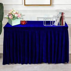 Lofaris Royal Blue Fitted Velvet Rectangle Table Skirts Cover
