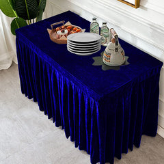 Lofaris Royal Blue Fitted Velvet Rectangle Table Skirts Cover