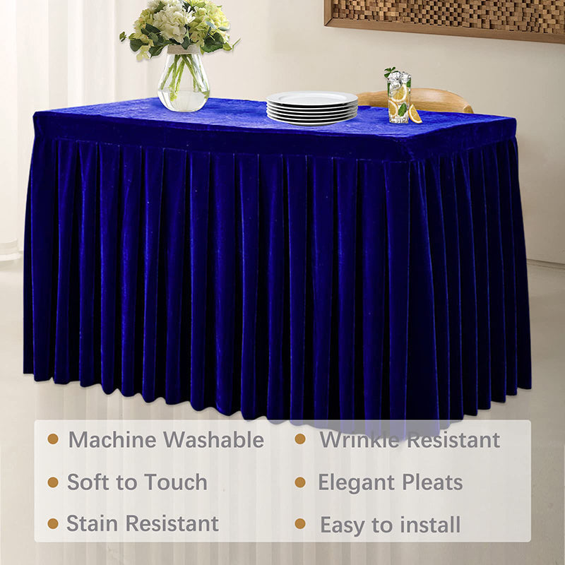 Lofaris Royal Blue Fitted Velvet Rectangle Table Skirts Cover