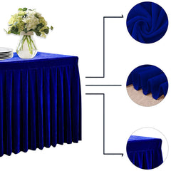 Lofaris Royal Blue Fitted Velvet Rectangle Table Skirts Cover