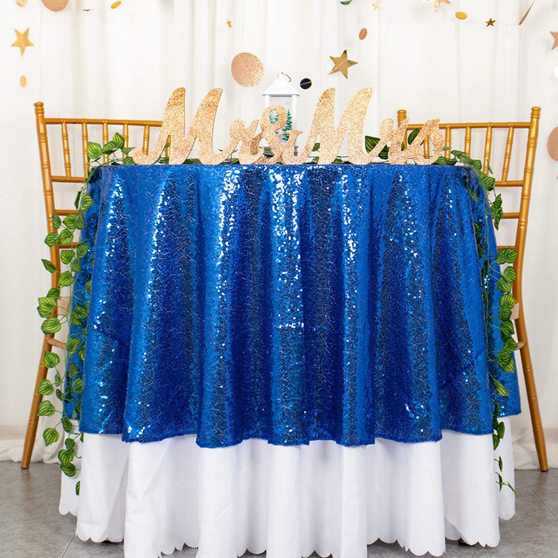 Lofaris Royal Blue Glitter Sequin Banquet Round Table Cover