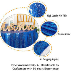 Lofaris Royal Blue Glitter Sequin Banquet Round Table Cover