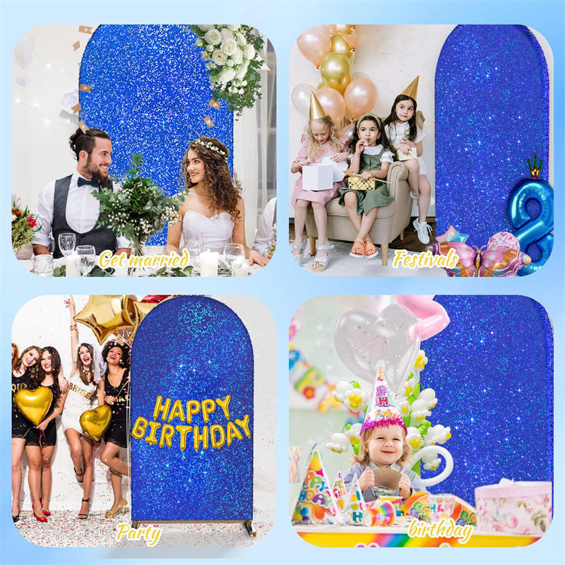 Lofaris Royal Blue Sequin Fitted Arch Backdrop Cover for Wedding Decor