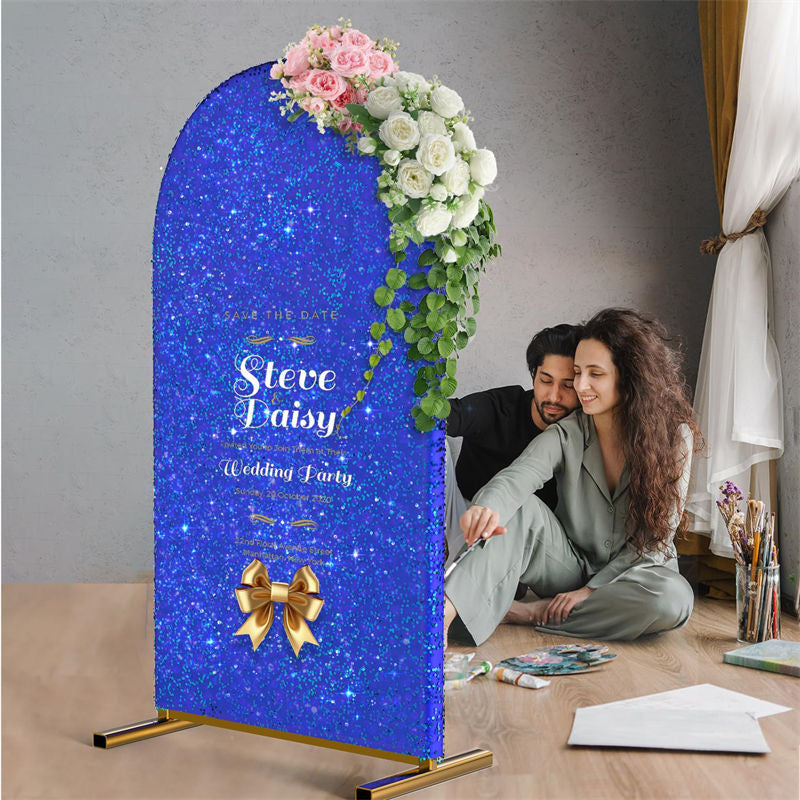 Lofaris Royal Blue Sequin Fitted Arch Backdrop Cover for Wedding Decor