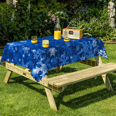 Lofaris Royal Blue Snowflake Christmas Rectangle Tablecloth