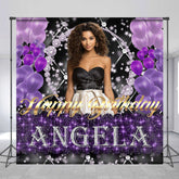 Lofaris Royal Purple Black Balloon Custom Birthday Backdrop