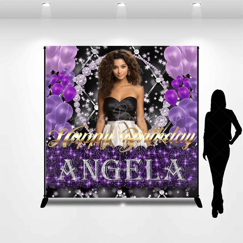 Lofaris Royal Purple Black Balloon Custom Birthday Backdrop