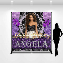 Lofaris Royal Purple Black Balloon Custom Birthday Backdrop