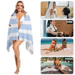 Lofaris Rudder Anchor Sailing Style Stripe Custom Beach Towel