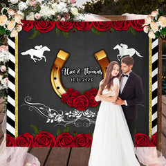 Lofaris Run For The Roses Black And Golden Wedding Backdrop