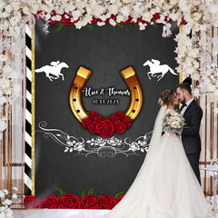 Lofaris Run For The Roses Black And Golden Wedding Backdrop