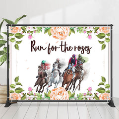 Lofaris Run For Roses Floral White Kentucky Derby Backdrop