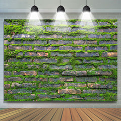 Lofaris Rural Green Mossy Brick Wall Photoshoot Backdrop