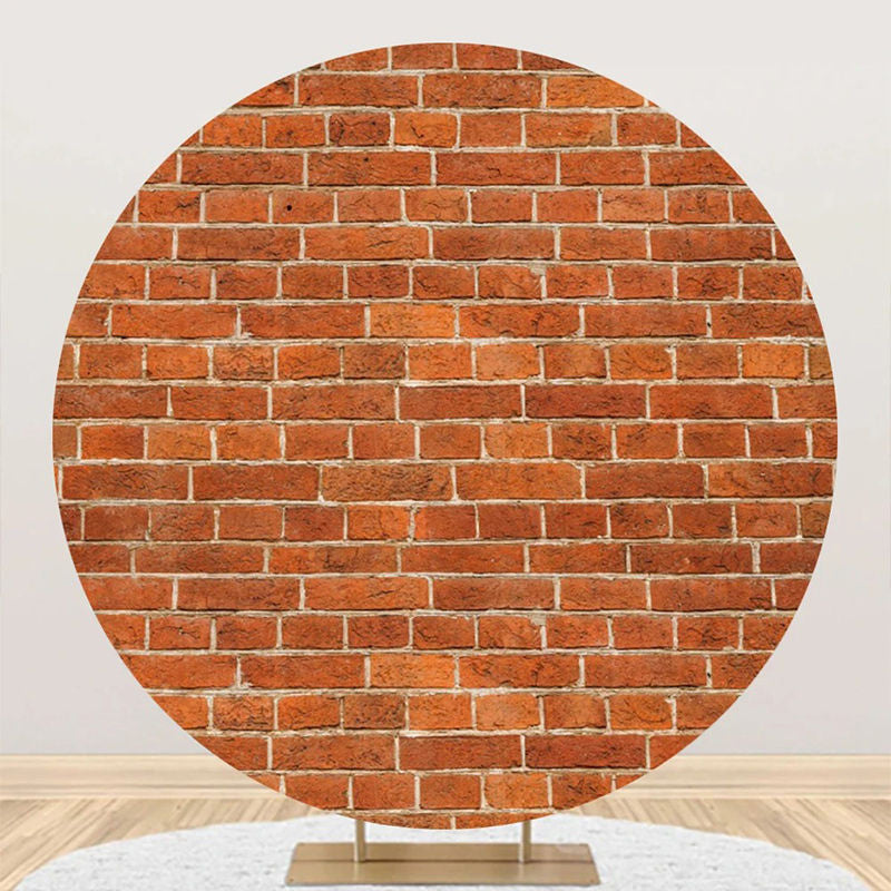 Lofaris Rust Color Brick Wall Round Backdrop For Birthday