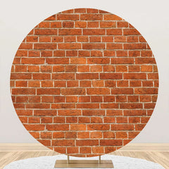 Lofaris Rust Color Brick Wall Round Backdrop For Birthday