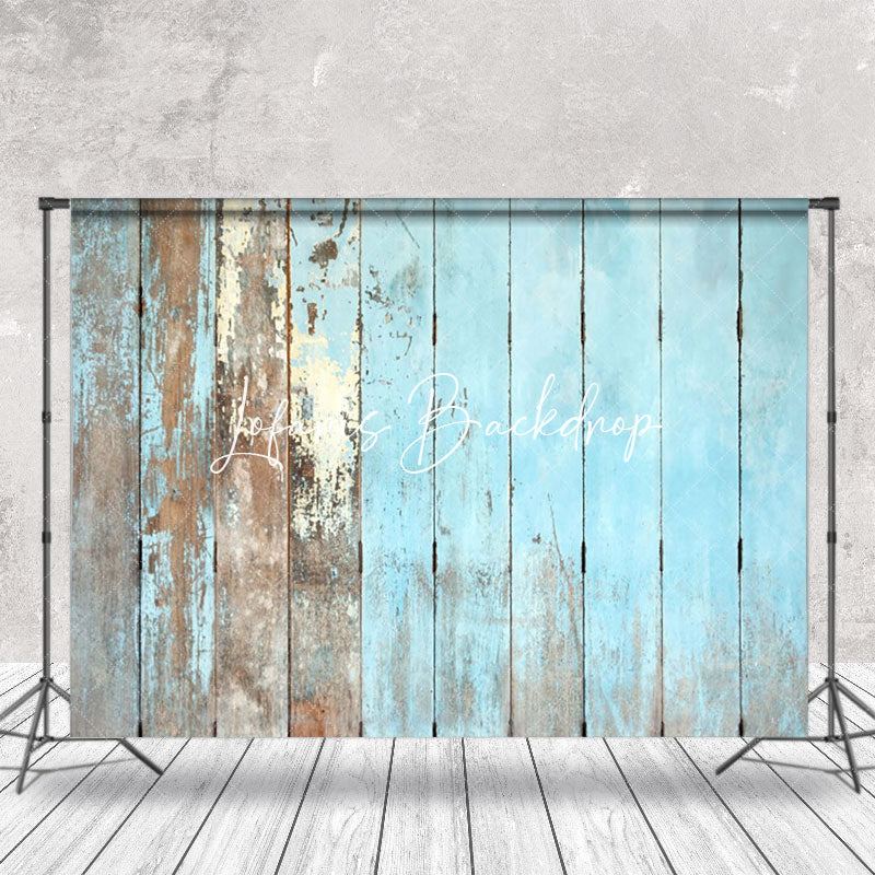 Lofaris Rustic Blue Faded Retro Wood Wall Photo Backdrop