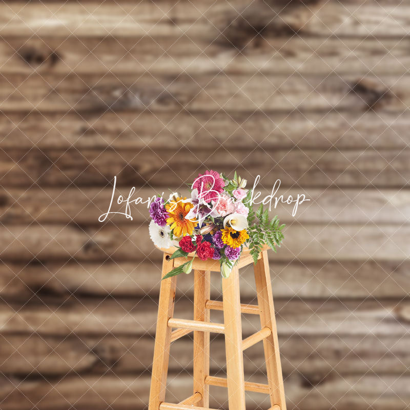 Lofaris Rustic Brown Plank Wall Backdrop For Photography