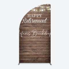 Lofaris Rustic Brown Wood Light Arch Retirement Backdrop