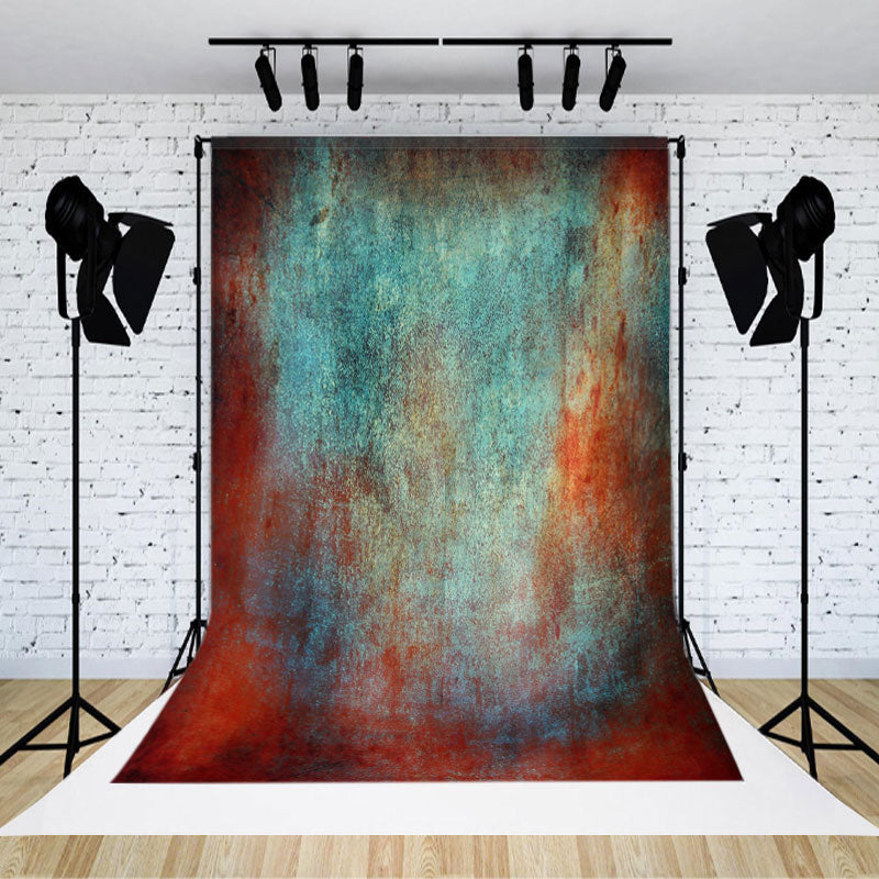 Lofaris Rusty Mottled Red Blue Abstract Textured Backdrop