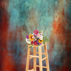 Lofaris Rusty Mottled Red Blue Abstract Textured Backdrop