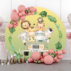 Lofaris Safari Animals And Car Round Baby Shower Backdrop Kit