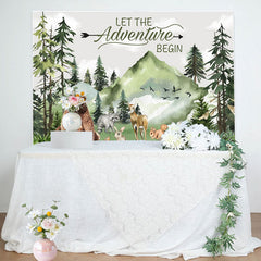 Lofaris Safari Animals Mountain Forest Baby Shower Backdrop
