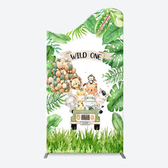 Lofaris Safari Animals Plant Wild One Birthday Arch Backdrop