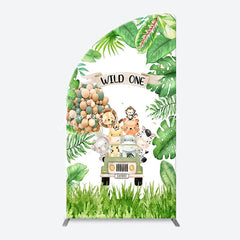 Lofaris Safari Animals Plant Wild One Birthday Arch Backdrop