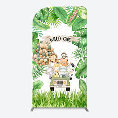 Lofaris Safari Animals Plant Wild One Birthday Arch Backdrop