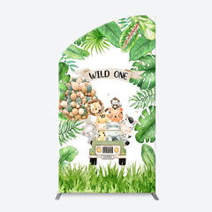 Lofaris Safari Animals Plant Wild One Birthday Arch Backdrop