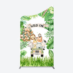 Lofaris Safari Animals Plant Wild One Birthday Arch Backdrop