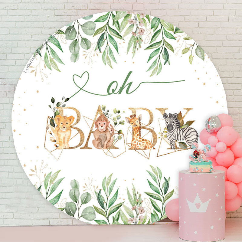 Lofaris Safari Animals Round Baby Shower Backdrop Cover