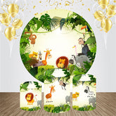 Lofaris Safari Grass Animals Circle Baby Shower Backdrop Kit