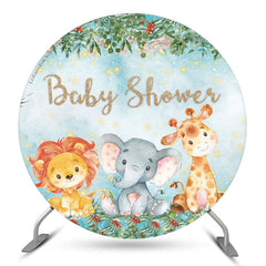 Lofaris Safari Jungle Animals Baby Shower Round Backdrop