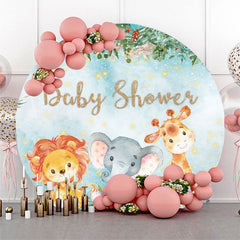 Lofaris Safari Jungle Animals Baby Shower Round Backdrop