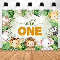 Lofaris Safari Wild Animal Monstera 1st Birthday Backdrop