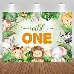 Lofaris Safari Wild Animal Monstera 1st Birthday Backdrop
